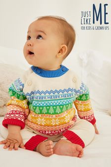 Little Bird by Jools Oliver Multi Rainbow Fairisle Pattern Christmas Knit Romper (A92242) | $33 - $36