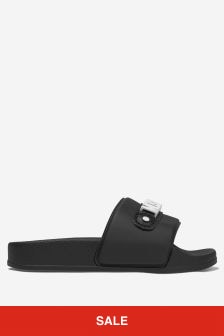 Girls PVC Logo Slides in Black (A92484) | AED521 - AED643