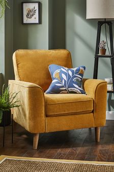 Fine Chenille Ochre Yellow, Oak Effect Leg Stamford Accent Chair (A92865) | €490