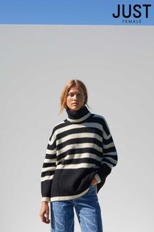 Biało-czarny sweter Just Female w paski (A92987) | 252 zł