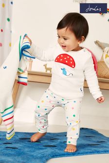 Joules Nursery White Artwork Harbour Organically Grown Cotton Top (A93052) | $33