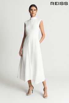Reiss White Livvy Petite Open Back Midi Dress (A93382) | €331