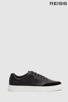 Reiss Black Ashley Leather Low Top Trainers (A93392) | $336