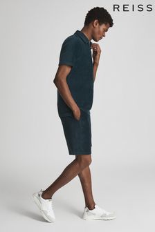 Reiss Teal Star Velour Jersey Shorts (A93428) | $166