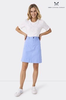 Crew Clothing Light Blue Cotton  A-Line Skirt