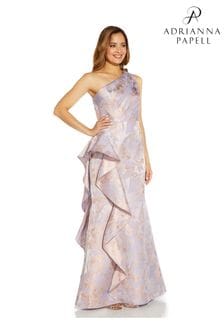Adrianna Papell Metallic Jacquard Ruffle Gown (A93625) | $420