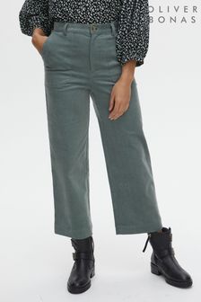 Oliver Bonas Sage Green Cord Wide Leg Trousers (A93774) | €31