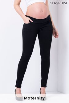 Seraphine Black Organic Cotton Under Bump Black Maternity Slim Jeans (A93790) | SGD 80