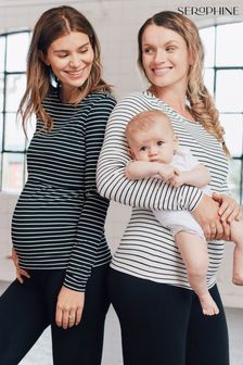 Seraphine Black Striped Maternity And Nursing Tops 2 Pack