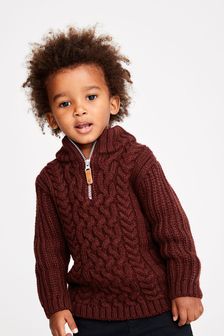 Plum Purple Cable Knit Zip Neck Top (3mths-7yrs) (A94211) | $26 - $29