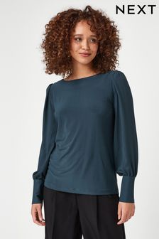 Women s Petite Blue Modest Dressing Long Sleeve Tops Next Luxembourg
