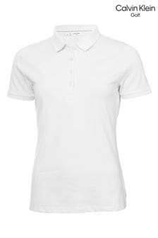 Calvin Klein Golf White Performance Cotton Pique Polo Shirt (A94655) | $60