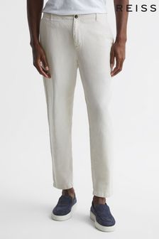 Reiss Soft Beige Truce Cotton Linen Blend Casual Trousers (A95172) | 159 €
