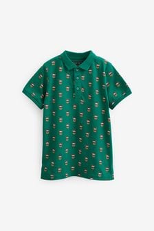 Green Reindeer All Over Print Short Sleeve Polo Shirt (3-16yrs) (A95372) | €7 - €12
