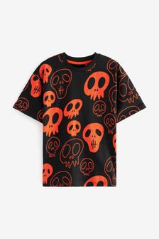 Black/Orange Halloween All Over Print T-Shirt (3-16yrs) (A95391) | €8.50 - €15