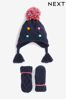 Комплект из 2 предметов: шапка-ушанка с помпоном и рукавицы (1-6 лет) (A95510) | €13 - €14