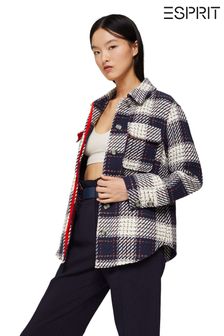 Esprit Navy Blue Checked Over Coat (A95827) | €36