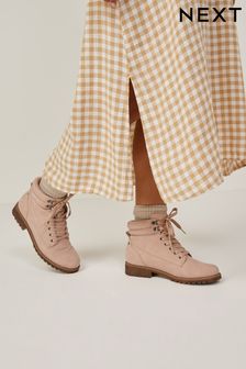 Blush Pink Regular/Wide Fit Forever Comfort® Casual Lace-Up Boots (A95839) | 120 zł