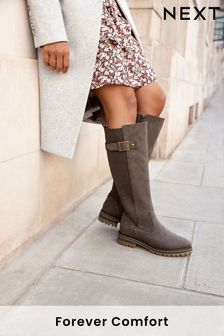 Chocolate Brown Regular/Wide Fit Forever Comfort®  Stitch Detail Knee High Boots (A96163) | 79 €