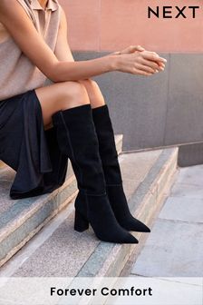 Black Forever Comfort® Suede Knee High Slouch Boots (A96164) | 114 €