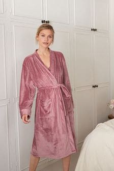 Mauve Pink Supersoft Ribbed Dressing Gown (A96338) | DKK214 - DKK230