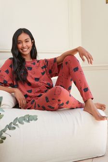Orange Cat Cotton Blend Legging Pyjamas (A96368) | $48