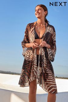 Animal Longline Tie Waist Cover-Up (A96416) | $67