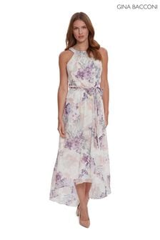 Gina Bacconi White Tierra Floral Chiffon Maxi Dress (A96526) | $313