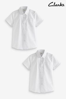 Clarks White Short Sleeve Boys School Shirts 2 Pack (A96592) | OMR6 - OMR10