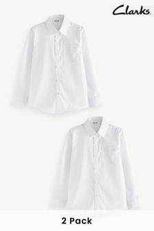 Clarks White Long Sleeve Boys School Shirts 2 Pack (A96596) | 566 UAH - 647 UAH