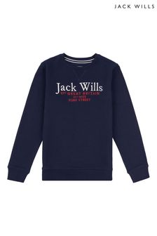 Jack Wills Blue Script LB Crew Sweatshirt (A96758) | KRW74,700 - KRW102,500