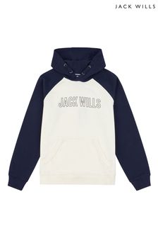 Jack Wills LB OTH Oversized-Kapuzensweatshirt im College-Design, Weiß (A96760) | 70 € - 94 €