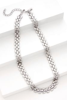 Silver Tone Flat Link Chain Necklace (A96844) | ₪ 39