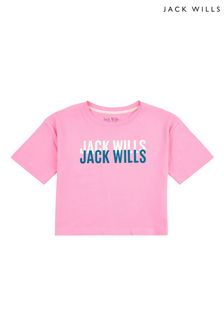 Jack Wills Pink Repeat Boxy Crop T-Shirt (A97110) | SGD 28 - SGD 37