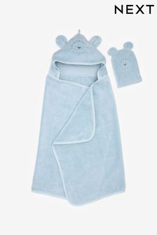 Svetlo modra z levom - Brisača s kapuco za dojenčke (A97153) | €28