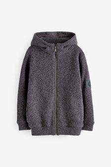 Charcoal Knitted Zip Through Hoodie (3-16yrs) (A97267) | €29 - €34