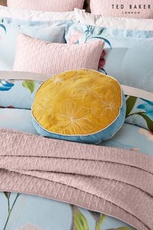 Ted Baker Blue New Hampton Cotton Velvet Embroidered Piped Cushion (A97416) | €81