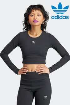 Črna rebrasta majica z dolgimi rokavi adidas Originals Essentials (A97560) | €38