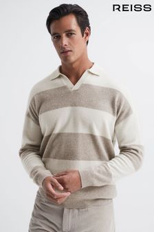 Reiss Heather / Ecru Port Striped Wool Rugby Shirt (A97627) | $188