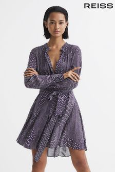 Reiss Purple Luella Printed Mini Dress (A97635) | OMR149