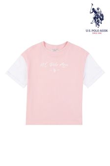 U.S. Polo Assn Pink Colourblock Boxy T-Shirt (A97705) | €8 - €11.50