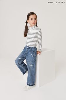 Mint Velvet Indigo Mid Rise Wide Leg Jeans (A97736) | OMR13 - OMR16