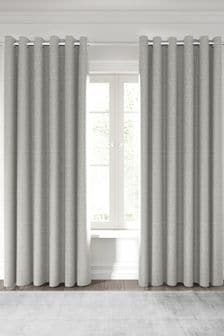 Nalu Nicole Scherzinger Silver Kalo Textured Fully Lined Eyelet Curtains (A97767) | €74 - €129