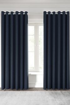 Nalu Nicole Scherzinger Blue Kalo Textured Fully Lined Eyelet Curtains (A97768) | €74 - €129