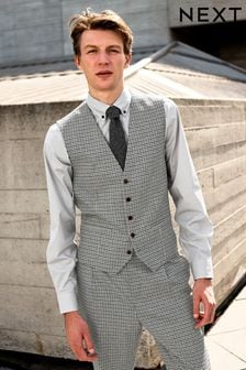 Grey Puppytooth Suit: Waistcoat (A98004) | $76