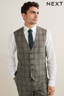 Taupe Check Suit: Waistcoat (A98010) | €18.50