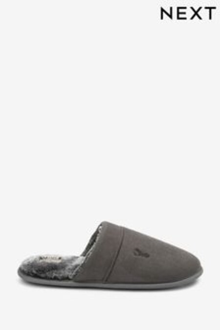 Sivá - Kožušinové papuče s jeleňom (A98509) | €16