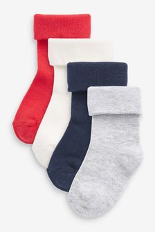 Rot/Marineblau - Baby Socken mit Umschlag, 4er-Pack (0 Monate bis 2 Jahre) (A98519) | 8 €