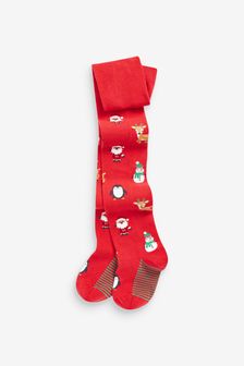 Red Cotton Rich Christmas Character Tights (A98566) | DKK54 - DKK64
