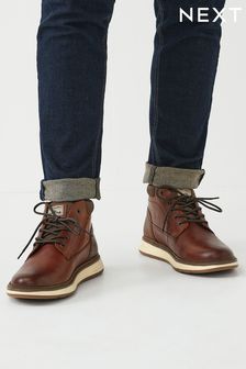 Brown Cleated Mid Boots (A98656) | SGD 101